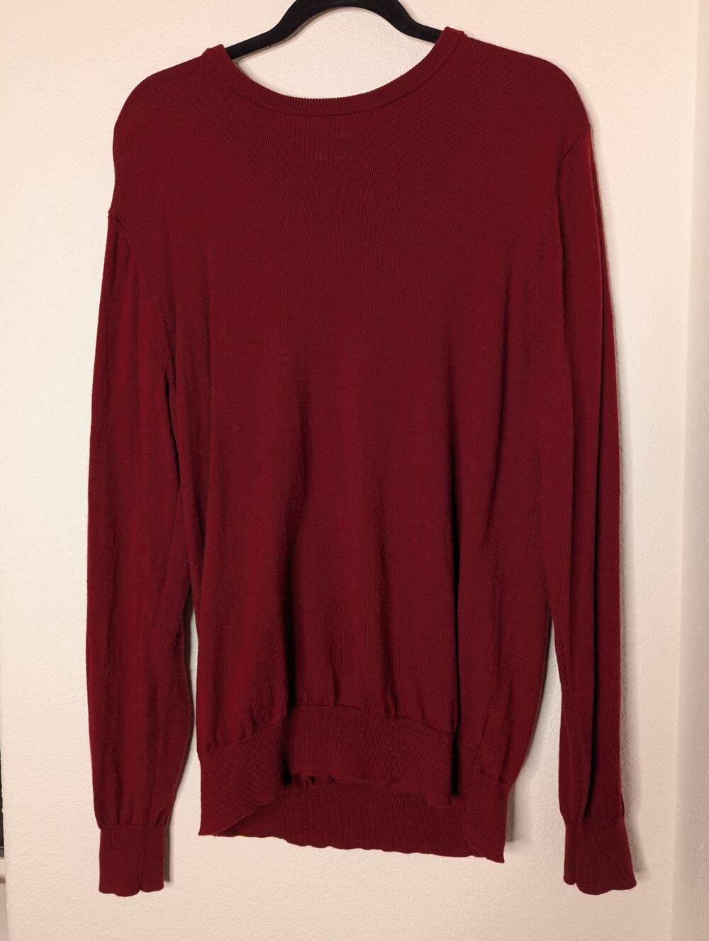 Goodthreads Men's 100% Merino Wool Crewneck Pullover L Red Luxurious Chic